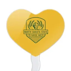 North Dakota State Badge Heart Love Cupcake Picks Toppers Decoration Set of 6