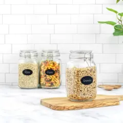 JoyJolt Airtight Glass Jars Storage Cannister with Silicone Seal Lids - Set of 3 - 50 oz.