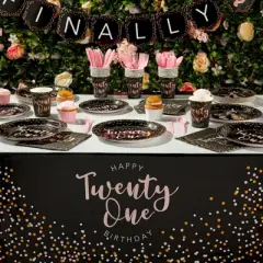 Sparkle and Bash Serves 24 21st Birthday Party Supplies Decorations for Girls Women Teens