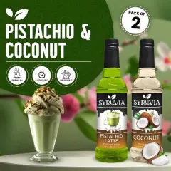 Syruvia Coffee Flavors Variety Pack: Pistachio Latte & Coconut 25.4 fl oz Syrup