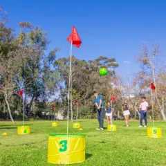 GoSports Yard Links Golf Game with 6 Buckets, Tee Markers and 6 Balls - Yellow