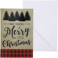 Sustainable Greetings 48-Pack Merry Christmas Greeting Cards with Envelopes, Red Plaid Design (4 x 6 In)