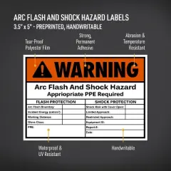 Avery Arc Flash/Shock Warning Labels, Waterproof, UV Resistant, Preprinted, Handwrite-Only, 3.5" x 5", 40 Warning Decal Labels