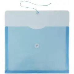 JAM Paper 9 3/4'' x 13'' 12pk Plastic Envelopes with Button and String Tie Closure, Letter Booklet