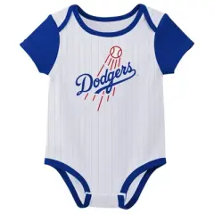 MLB Los Angeles Dodgers Infant Boys' White Pinstripe 3pk Bodysuits