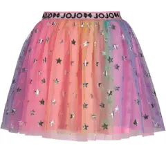 JoJo Siwa Rainbow Toddler Girls Tulle Mesh Mesh Skirt Skirt with Stars 