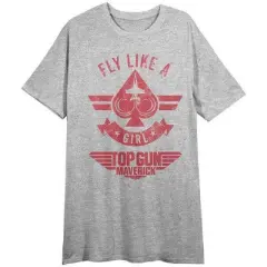 Top Gun Maverick Fly Like a Girl Women's Heather Gray Sleep Shirt