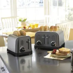 Cuisinart 4-Slice Classic Toaster - Black Stainless Steel - CPT-180BKSP1: Reheat, Defrost, Bagel, 1800W, 3-Year Warranty