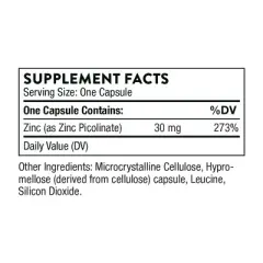 THORNE Zinc Picolinate 30 mg - Well-Absorbed Zinc Supplement for Growth and Immune Function* - 180 Capsules