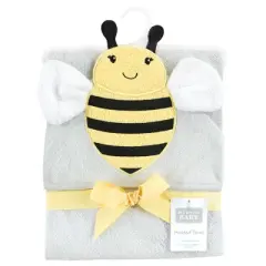 Hudson Baby Unisex Baby Cotton Animal Face Hooded Towel, Bee, One Size