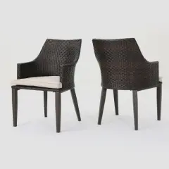 Hillhurst 2pk Wicker Dining Chairs - Brown/Light Brown - Christopher Knight Home