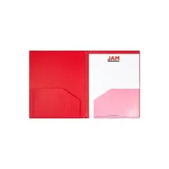 JAM Paper Heavy Duty Plastic Multi-Pocket Folders 4 Pocket Organizer Red Bulk 72/Pack (389MP4rea)