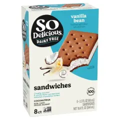 So Delicious Dairy Free Vanilla Bean Coconut Milk Frozen Dessert Sandwich - 8ct