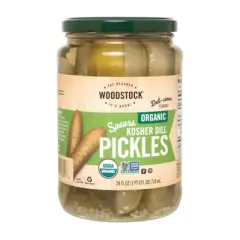 Woodstock Foods Organic Spears Kosher Dill Pickles - Case of 6/24 oz