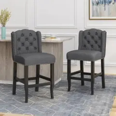 Set of 2 Foxcroft Wingback Counter Height Barstools - Christopher Knight Home
