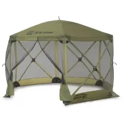 CLAM Quick Set Escape 12 x 12 Foot Portable Pop Up Outdoor Camping Gazebo Canopy Shelter Tent with Carry Bag and Wind Panels (2 Pack), Green