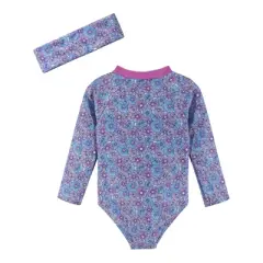 Andy & Evan Toddler  One-Piece Rasguard w/Headband Purple, Size 18-24 Months