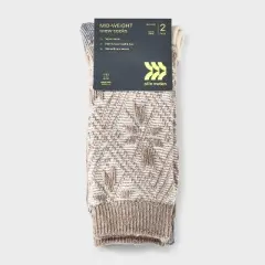 Women's 2pk Midweight Wool Blend Fair Isle Diamond Snowflake Crew Socks - All in Motion&trade; 4-10