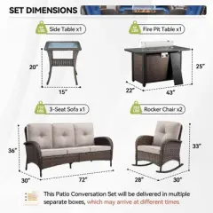 Gymojoy Sofa Rocker Chair with Propane Fire Pit Table