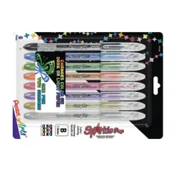 Pentel Arts Sparkle Pop Metallic Gel Ink Pen, (1.0mm) Bold Line, Assorted Ink, 8-Pack