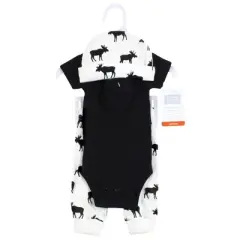Hudson Baby Boys Thermal Preemie Layette Set 4pc Short Sleeve Outfit, Moose, Preemie