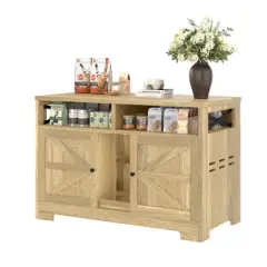 YOOCOZZ Cat Litter Box Enclosure, Double Hidden Litter Box Furniture Cat Washroom, for 2 Cats，Farmhouse Indoor Cat House End Table-Brown