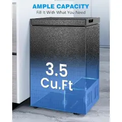 R.W.FLAME 3.5 Cu.Ft Chest Freezer with Removable Basket, Bottom Drain, Top-Opening Door, and Adjustable 7-Level Thermostat, Black