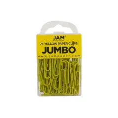 JAM Paper Colored Jumbo Paper Clips Large 2 Inch Yellow Paperclips 2 Packs of 75 (42182236a)