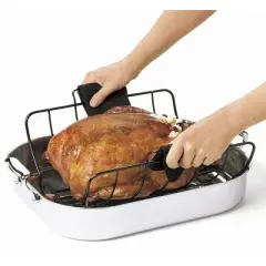 Cuisipro Roast & Serve Non-Stick Turkey and Poultry Roasting Rack, Black