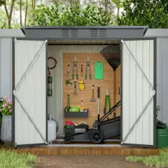 NicBex 6x4 Ft Outdoor Metal Storage Shed with Lockable Doors and Punched Vents for Backyard Garden,Patio,Black