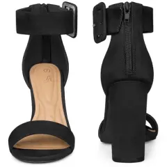 Perphy Open Toe Ankle Straps Block Heel Sandals for Women