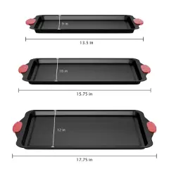 Hastings Home Nonstick Cookie Sheet Set With Jelly Roll Pan - Set of 3