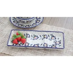 Blue Rose Polish Pottery P155 Manufaktura 3 Section Server