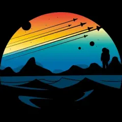 Junior's Design By Humans Scenic colorful space view shuttle pilot science fiction art By happycolours T-Shirt