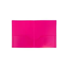 JAM Paper Heavy Duty Plastic Two-Pocket School Folders Fuchsia Pink 108/Pack 383HFUB