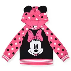 Disney Girl's Minnie Mouse Pullover Graphic Hoodie with 3D Ears and Bow for toddler