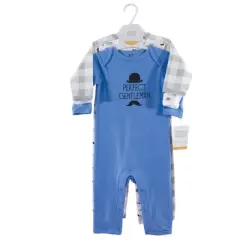 Hudson Baby Infant Boy Cotton Coveralls 3pk, Perfect Gentleman
