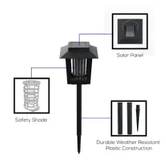Nature Spring Solar Powered Light Mosquito and Insect Bug Zapper - Black