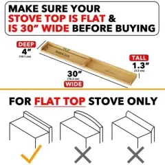 Bamboo Stove Top Magnetic Shelf with Labels Over Oven (Natural, 2 Pack 15", Up to 30" Length)