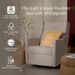 Babyletto Kiwi Plus Power Glider Recliner with Power Headrest - Performance Beach Eco-Weave