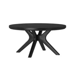 Plank+Beam Solid Wood Cross Leg Round Coffee Table, 36" Coffee Table for Living Room