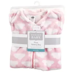 Hudson Baby Infant Girl Plush Sleeping Bag, Sack, Blanket, Pink Clouds Plush