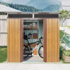 NicBex 5x6 Ft Outdoor Metal Storage Shed with Transparent Plate and Foundation for Backyard Garden,Patio,Coffee