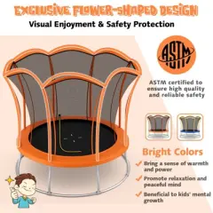 Infans 10FT Recreation Trampoline W/Exclusive Flower Shape Enclosure Net