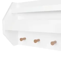 Kids' Catch-All Wall Shelf with Bookrack and Hooks White - RiverRidge Home
