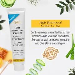 Gigi Facial Hair Removal Cream (1 oz) and Slow Grow Soothing Cream Set for Sensitive Skin (0.5 oz) | Fast and Easy Result (SENSITIVE KIT)