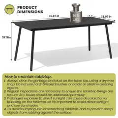 Crestlive Products Outdoor Dining Set Patio Dining Table Wooden-Like Top and Aluminum Frame Umbrella Hole