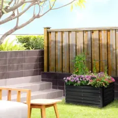 Outsunny Raised Garden Bed, Galvanized Elevated Planter Box with 2 Trellis Tomato Cages, Reinforcing Rods, 4' x 3' x 2', Black