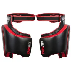 Title Boxing Gel Thai Style Hook and Loop Closure Thigh Pads - Black/Red