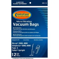 EnviroCare Replacement Micro Filtration Vacuum Cleaner Dust Bags made to fit Carpet Pro Uprights CPU 12 Pack
